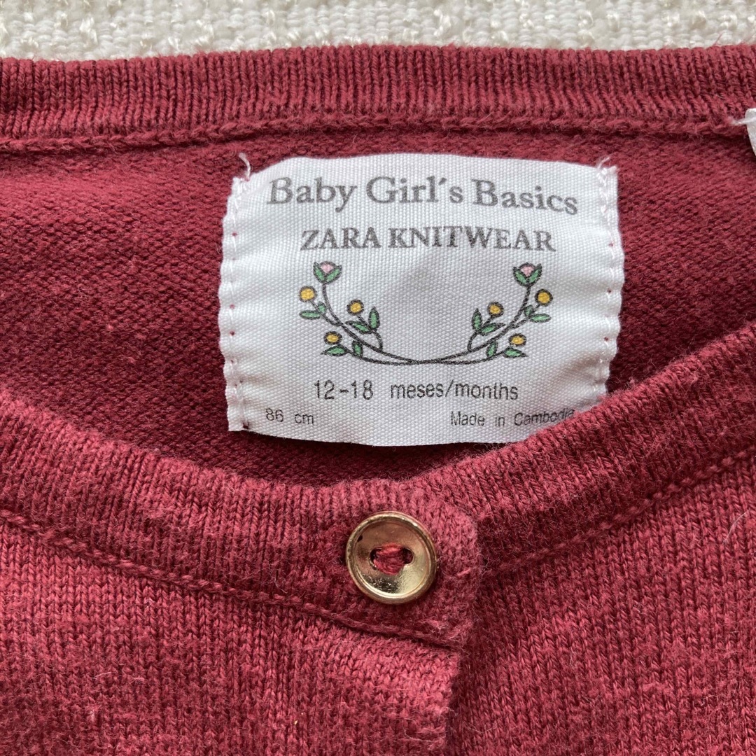 ZARA KIDS(ザラキッズ)のZARA BABY ザラベイビー カーディガン 赤 86センチ キッズ/ベビー/マタニティのベビー服(~85cm)(カーディガン/ボレロ)の商品写真