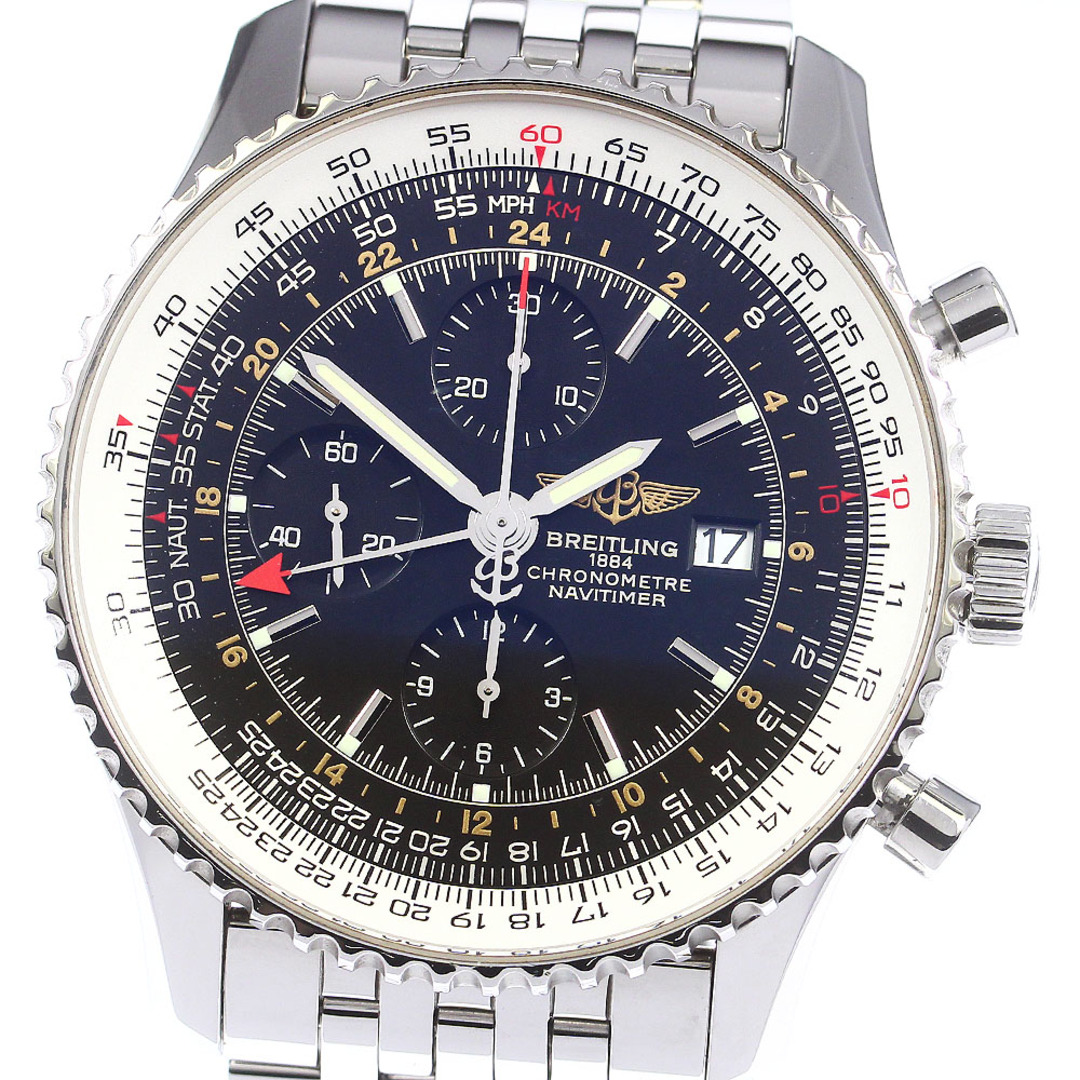 ブライトリング BREITLING A24322 ナビタイマー ワールド クロノグラフ GMT 自動巻き メンズ 良品 _763622