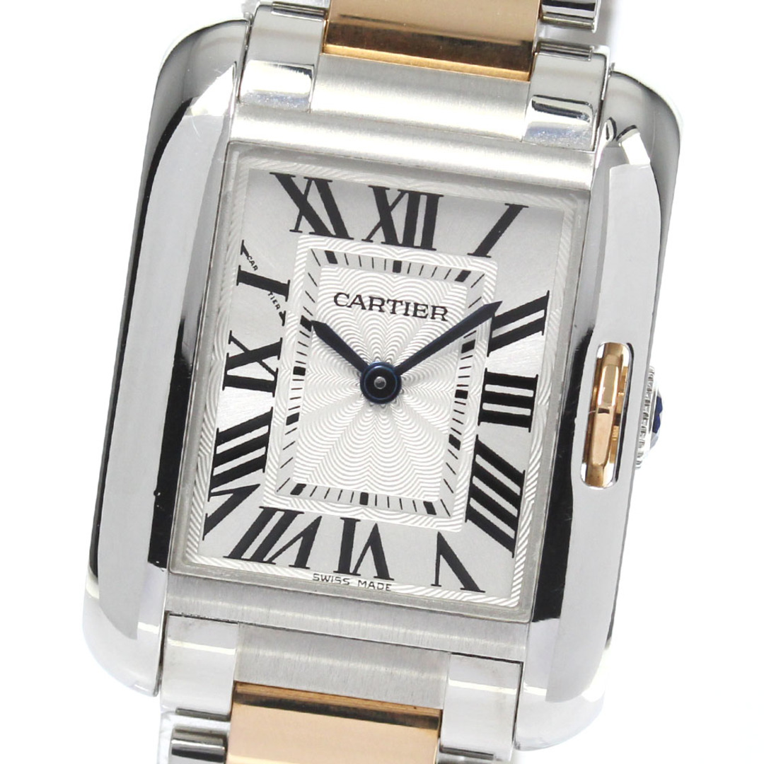 カルティエ CARTIER W5310019 タンクアングレーズSM PGコンビ クォーツ レディース 良品 保証書付き_769697