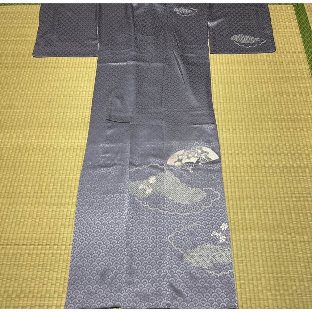 青海波地紋　刺繍と絞りの上品な訪問着 6