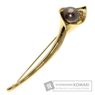 タサキ(TASAKI)のTASAKI 南洋 ブラックパール ダイヤモンド ブローチ K18YG レディース(ブローチ/コサージュ)