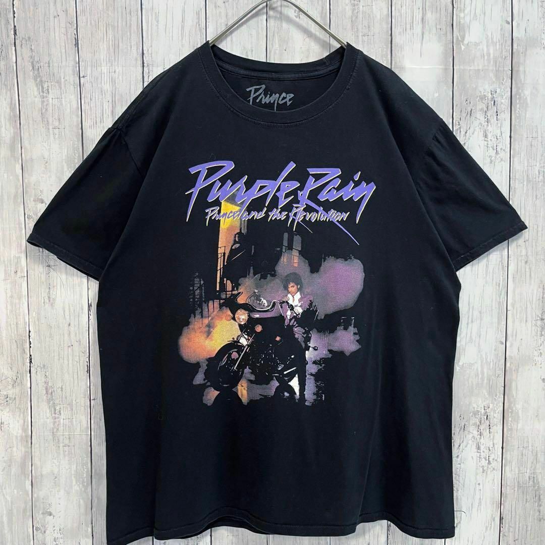 ロックバンドTシャツ古着PRINCEプリンス　パープルレインプリントTシャツL黒