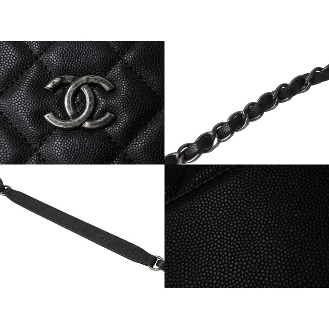 極美品 CHANEL シャネル 2WAYハンドバッグ ミニボストン ココマーク キャビアスキン 23番台 ブラック シルバー金具  53979