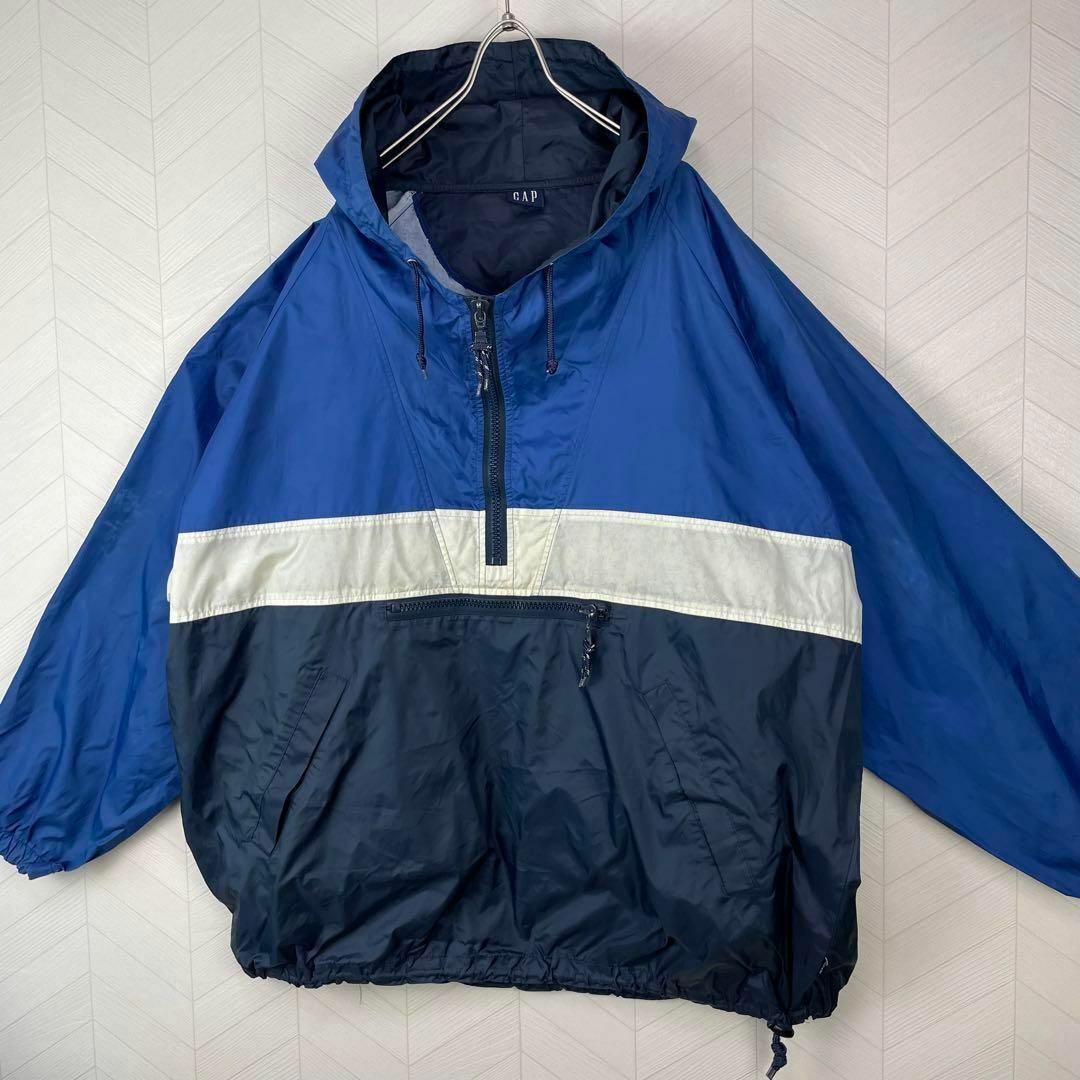 激レア90s OLD GAP ナイロン ハーフジップ プルオーバー ビックサイズ