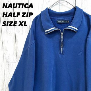 ノーティカ(NAUTICA)のアメリカ古着NAUTICAノーティカ　ハーフジップ刺繍ロゴスエットトレーナーXL(スウェット)