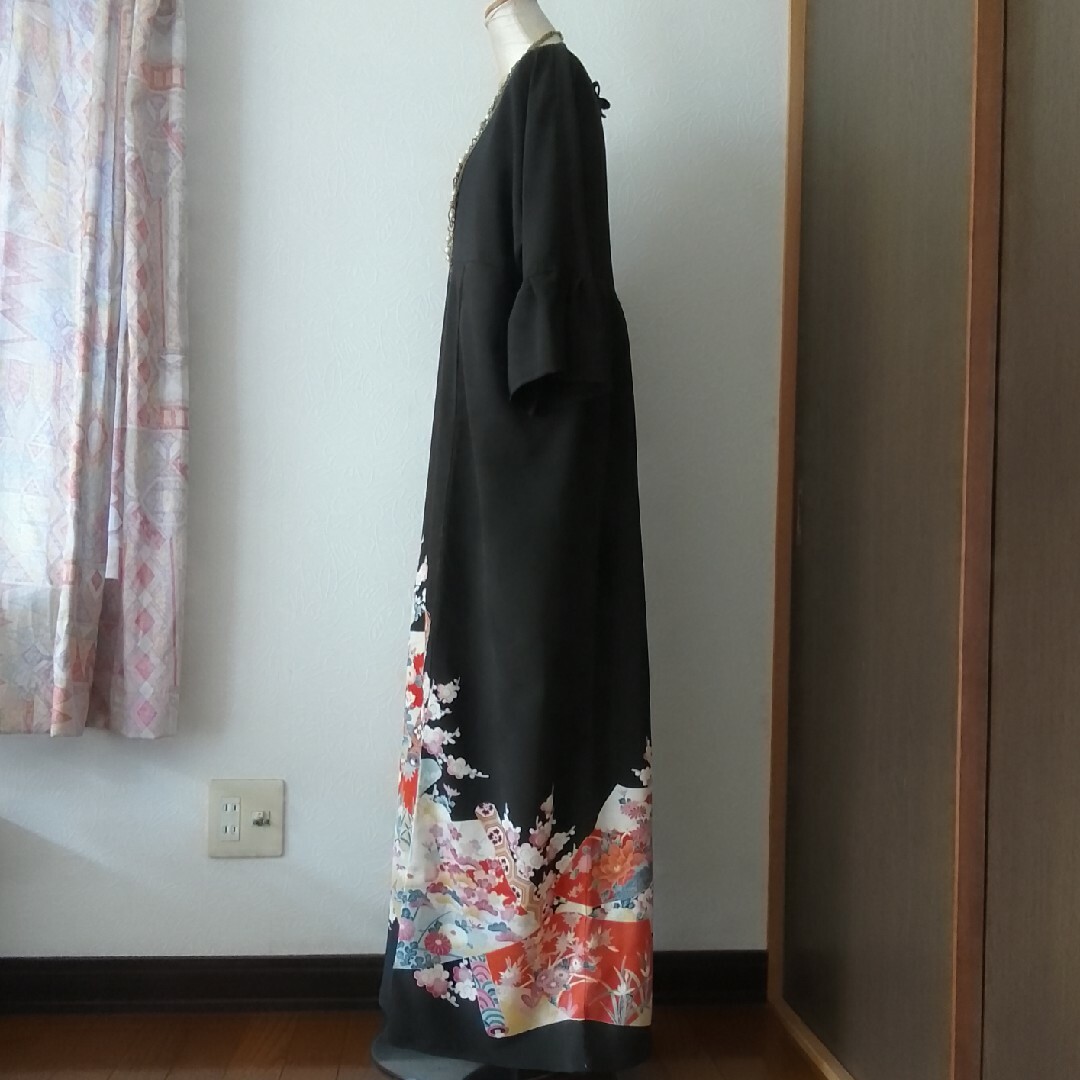 着物リメイクワンピース留袖ドレス花巻物の通販 by ゆあ's shop｜ラクマ
