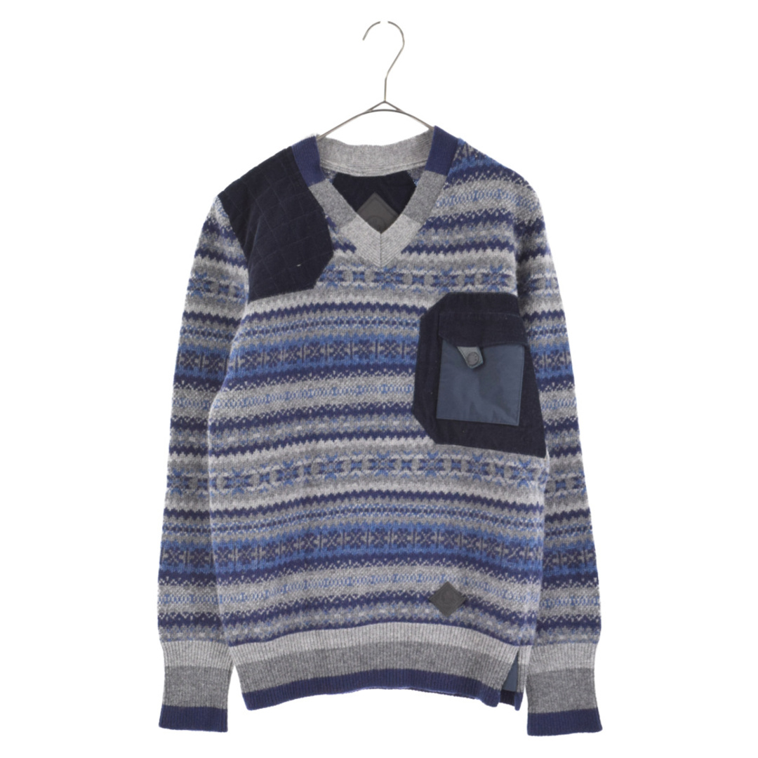 MONCLER モンクレール MAGLIONE TRICOT SCOLLOAV マリオーネトリコ ノルディック柄 コマンドニット セーター グレー/ブルー 3209H9141700