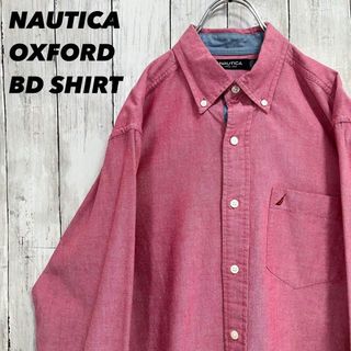 ノーティカ(NAUTICA)のアメリカ古着NAUTICAノーティカ　刺繍ロゴ長袖オックスフォードBDシャツS赤(シャツ)