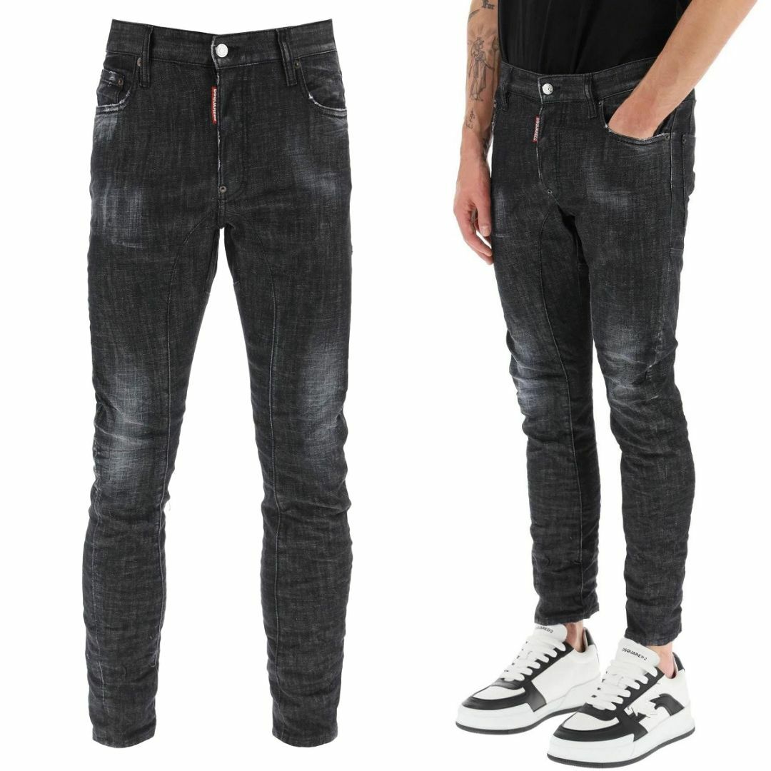 約800センチ股上送料無料 DSQUARED2 ディースクエアード S74LB1226 S30357 ブラック TIDY BIKER JEAN デニム ジーンズ size 44