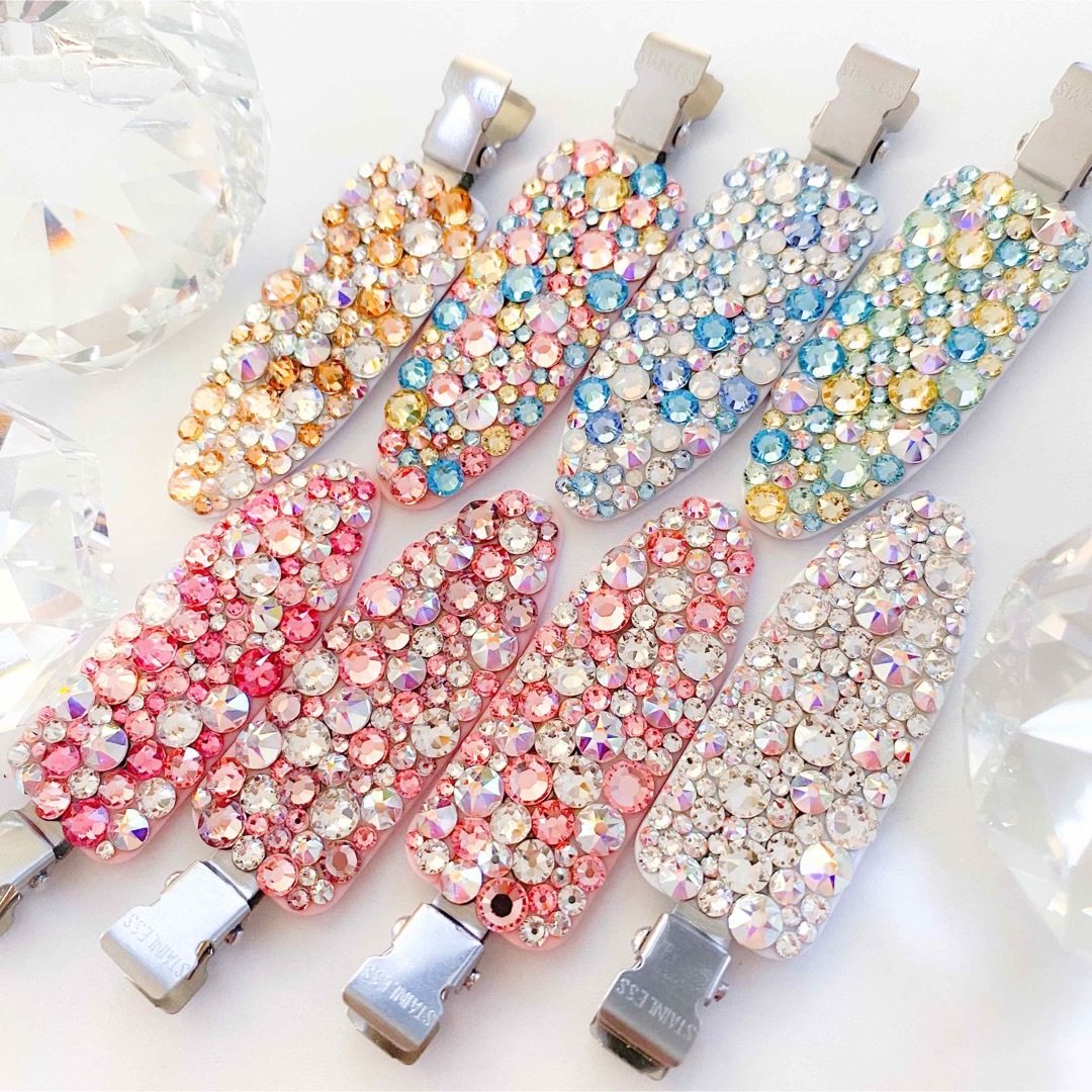 SWAROVSKI(スワロフスキー)のマペペ 前髪クリップ スワロフスキーデコ swarovski ピンク ローズ その他のその他(その他)の商品写真