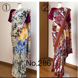 【No.286】サリー２枚セット　プリント柄サリー　saree(その他)