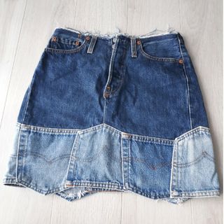 リーバイス(Levi's)のLEVI’S パッチワーク リメイクデニム スカート made in USA(ミニスカート)