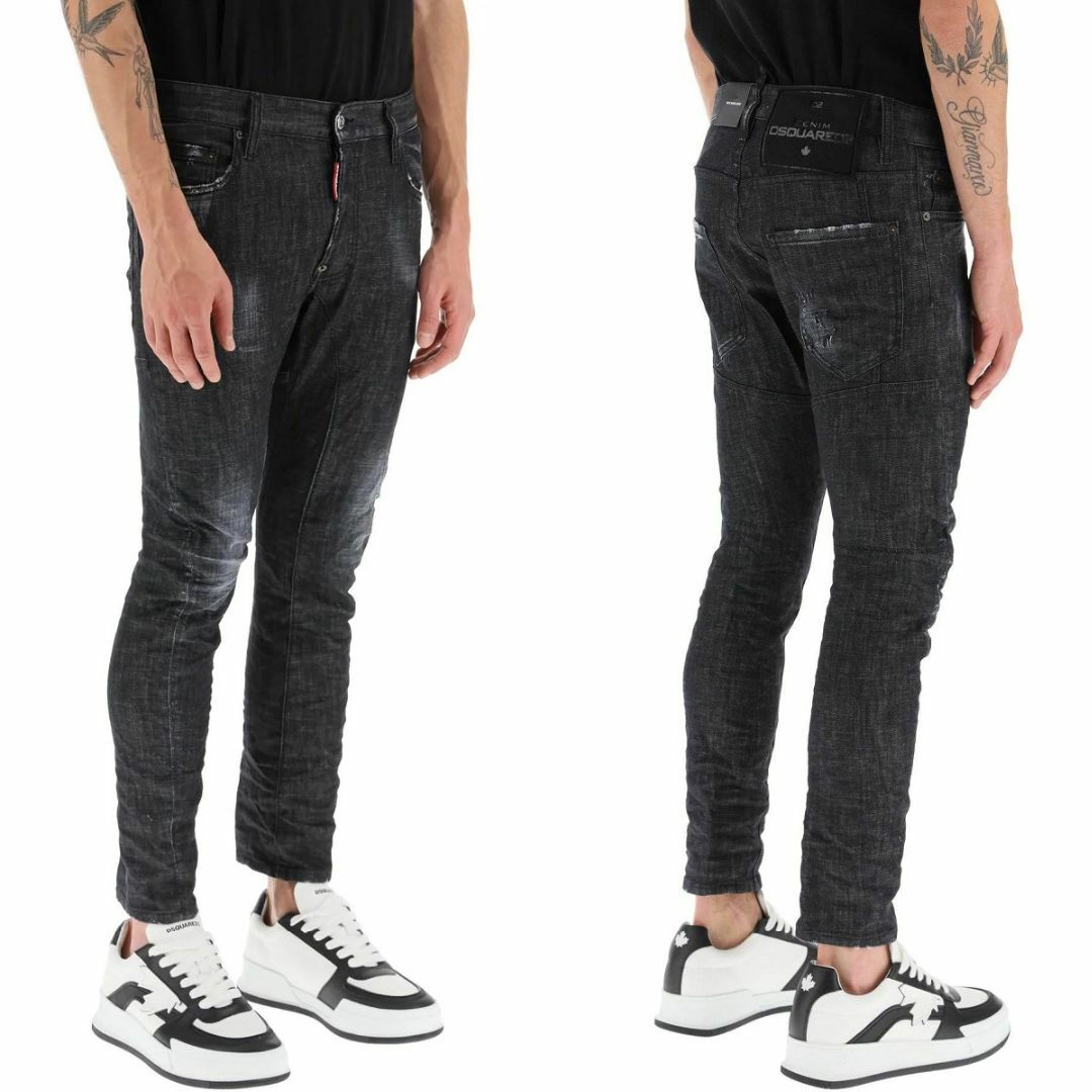 送料無料 DSQUARED2 ディースクエアード S74LB1226 S30357 ブラック TIDY BIKER JEAN デニム ジーンズ  size 48