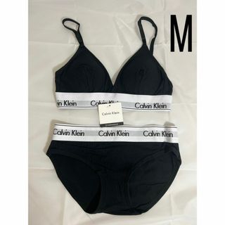 Calvin Klein レディース　ブラ&ショーツ セット グレー Mサイズ(ブラ&ショーツセット)