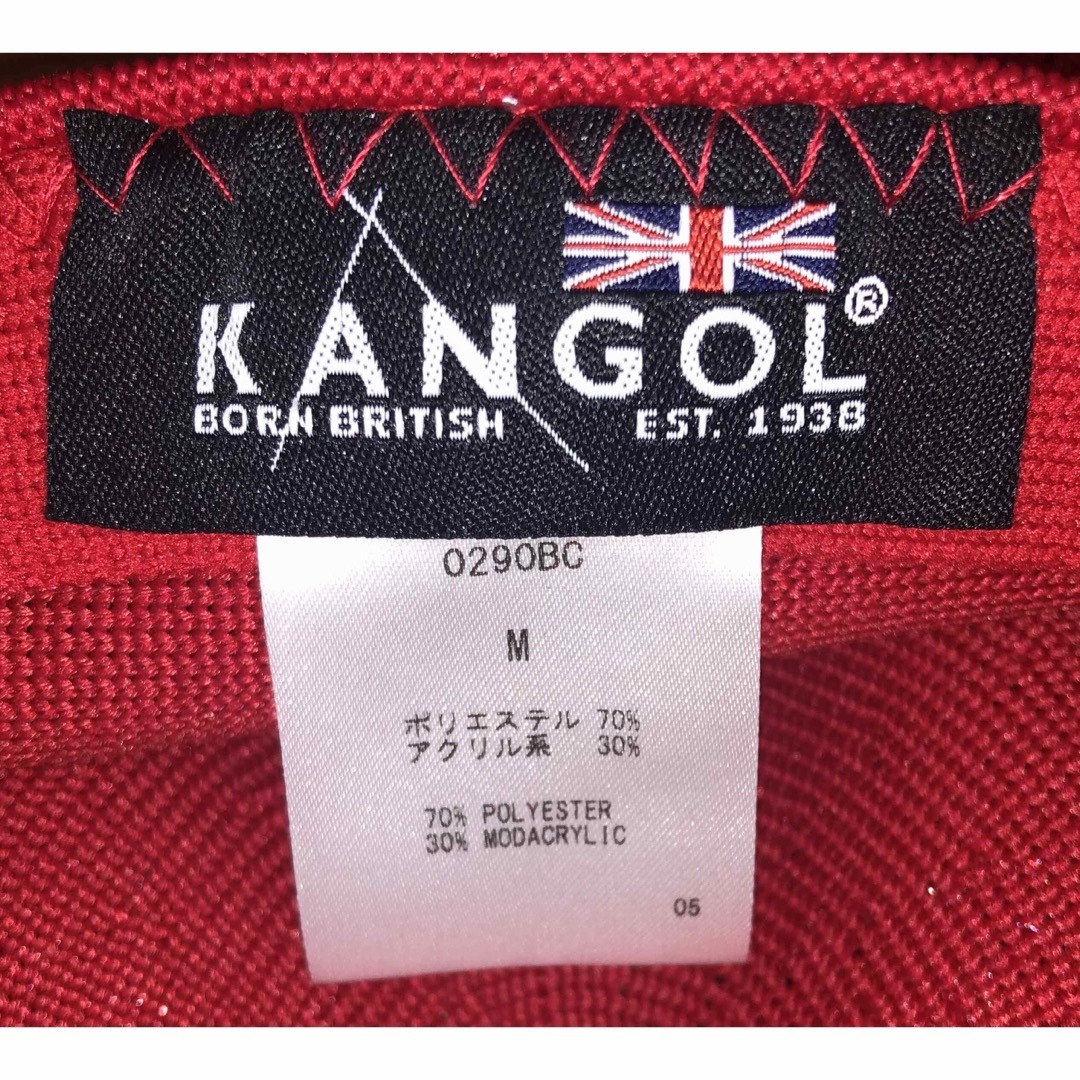 M 美品 KANGOL ハンチングキャップ レッド 赤 カンゴール ベレー帽 Ｍ