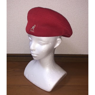 カンゴール(KANGOL)のM 美品 KANGOL ハンチングキャップ レッド 赤 カンゴール ベレー帽 Ｍ(ハンチング/ベレー帽)