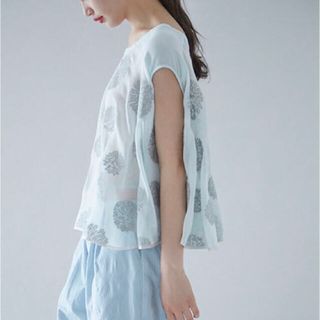 mina perhonen「forest dot」ブラウス light blue