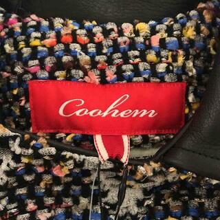 【新品】  Coohem / コーヘン | 異素材 ツイード切替 カウレザー ダブルライダースジャケット | 38 | ブラック | レディース