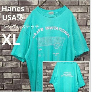 ヘインズ(Hanes)の90s古着シングルステッチ半袖シャツtシャツ　両面ビッグプリント　メンズXL(Tシャツ/カットソー(半袖/袖なし))