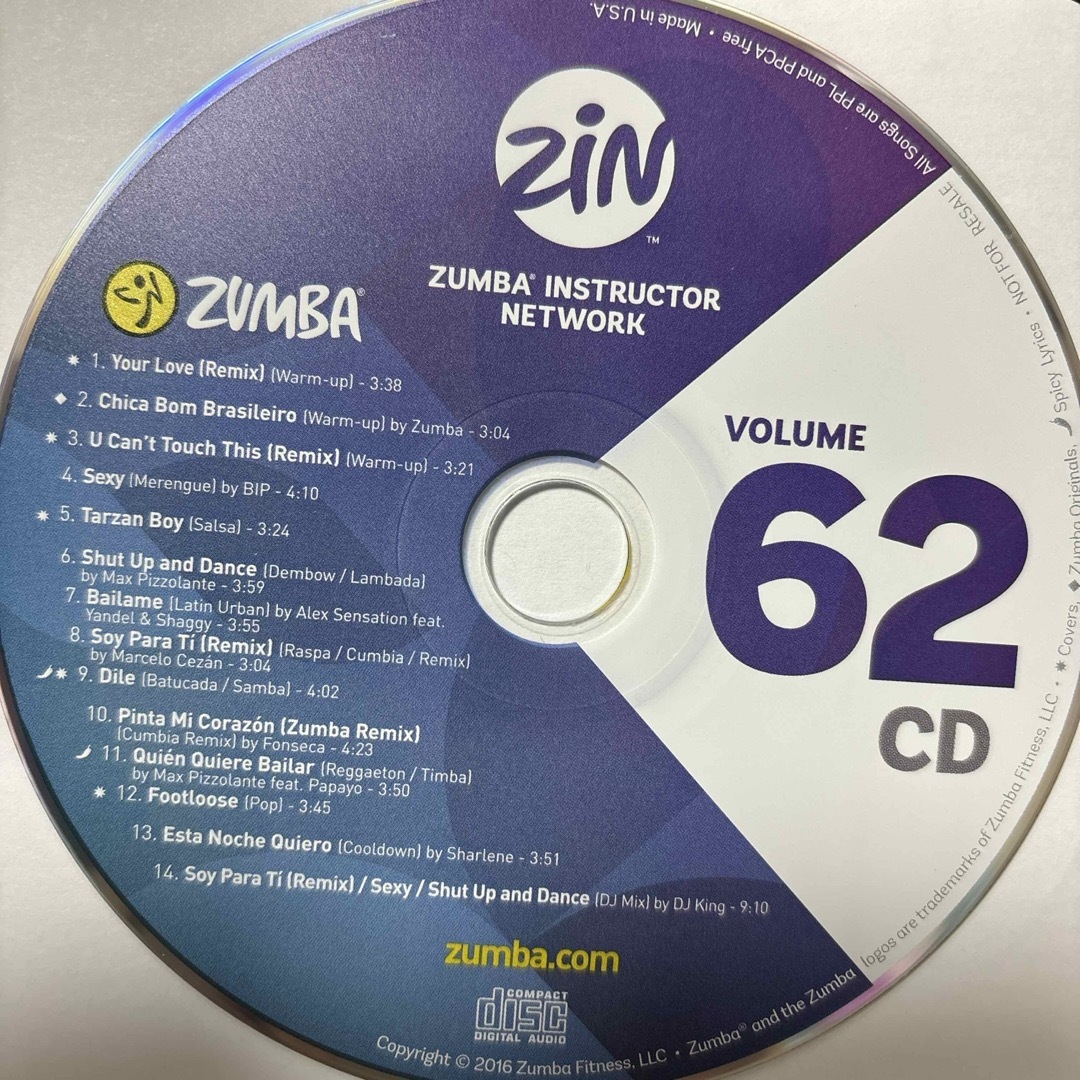 Zumba(ズンバ)のズンバ　ZIN62  CD エンタメ/ホビーのDVD/ブルーレイ(スポーツ/フィットネス)の商品写真