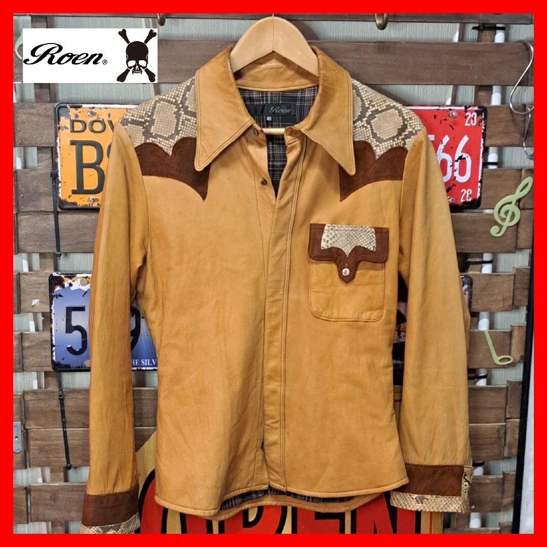 定価¥157,500】ロエン ディアスキン×パイソンレザー レザーシャツ 48