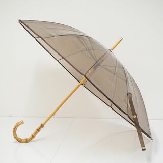 トラディショナルウェザーウェア(TRADITIONAL WEATHERWEAR)の傘 Traditional Weatherwear トラディショナルウェザーウェア USED美品 クリアアンブレラ ブラウン ビニール傘 高級 55cm S0885(傘)
