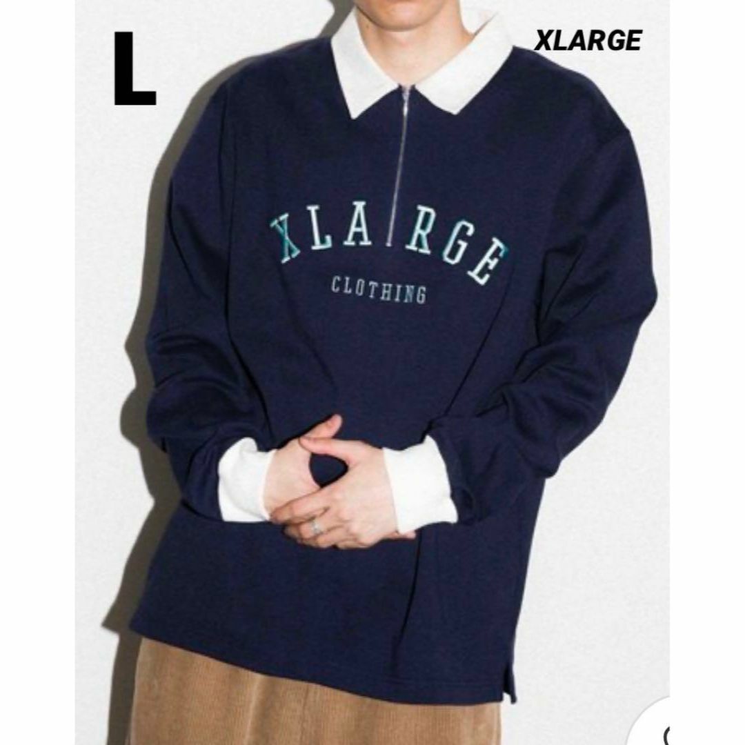 XLARGE - XLARGE ポロシャツ ラガーシャツ 長袖 ハーフジップ スケボー
