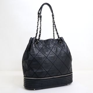 シャネル(CHANEL)の【CHANEL】シャネル チェーンショルダーバッグ 巾着 ブラック レザー/md15219tm(ショルダーバッグ)