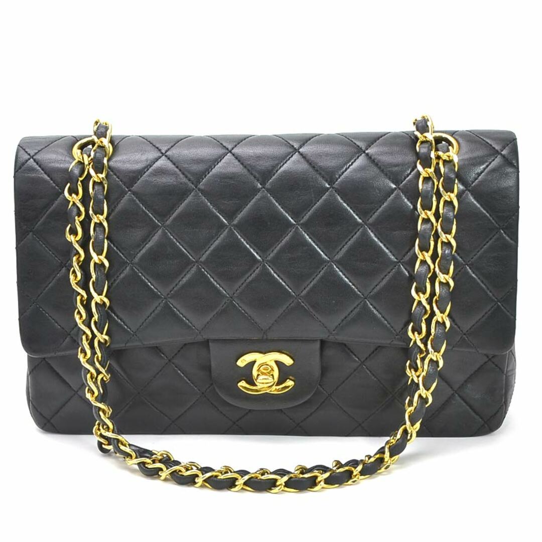 シャネル CHANEL ショルダーバッグ チェーンショルダーバッグ マトラッセ ダブルフラップ ラムスキン ブラック ゴールド レディース 送料無料 99274a