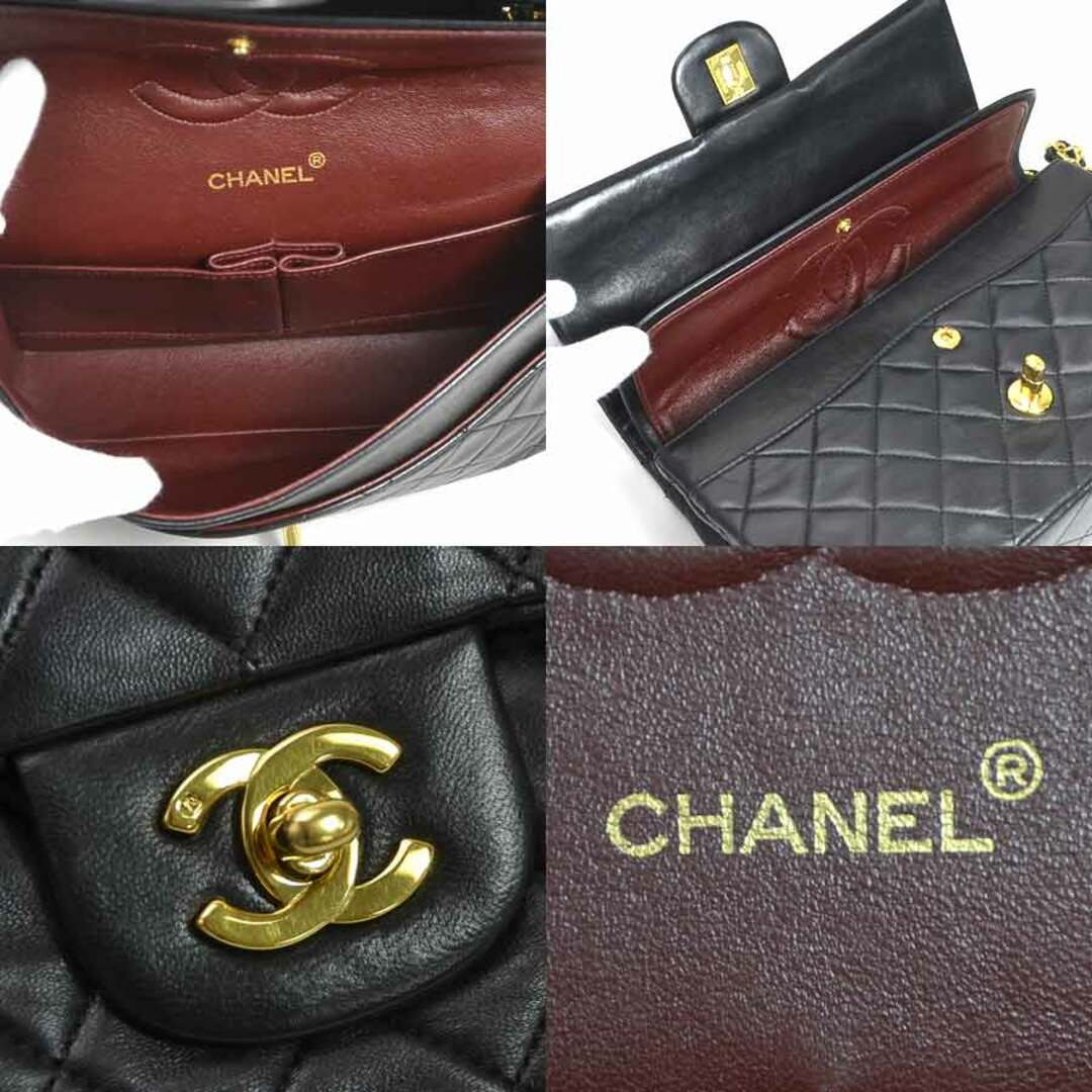 シャネル CHANEL ショルダーバッグ チェーンショルダーバッグ マトラッセ ダブルフラップ ラムスキン ブラック ゴールド レディース 送料無料 99274a