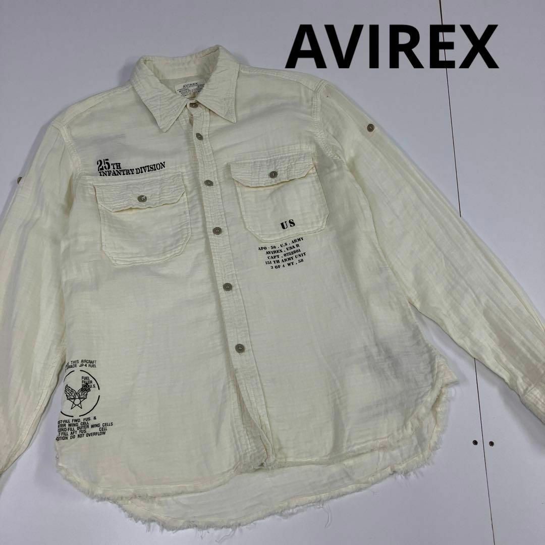 AVIREX(アヴィレックス)のAVIREX アヴィレックス　シャツ　ガーゼ　ミリタリー　古着　長袖　ステンシル メンズのトップス(シャツ)の商品写真