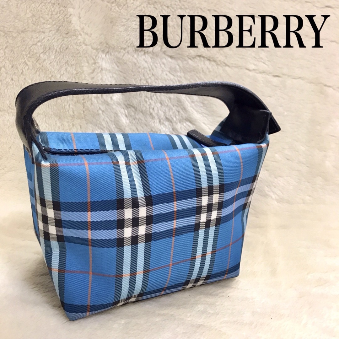 BURBERRY - 希少モデル BURBERRY LONDON 青 チェック ミニハンドバッグ