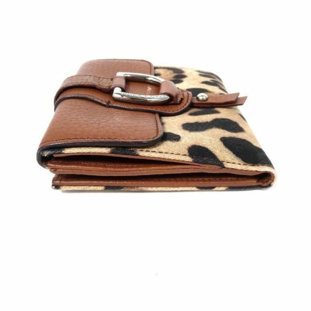 美品 Dolce&Gabbana ヒョウ柄 キャンバス×レザー 二つ折り 財布