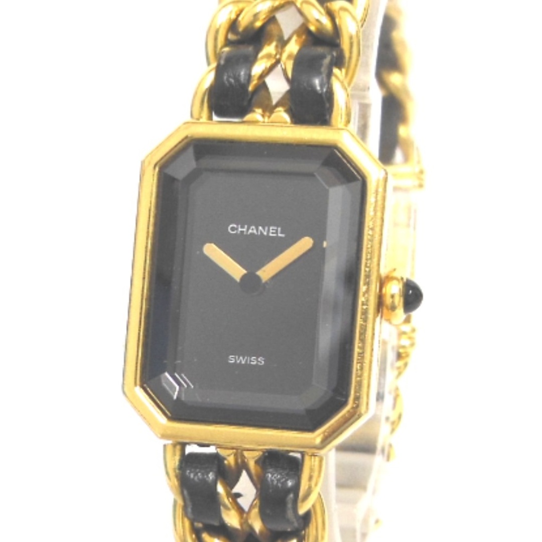 シャネル 腕時計 プルミエール Mサイズ H0001 クォーツ 黒文字盤 GP×レザー レディース CHANEL NG30531