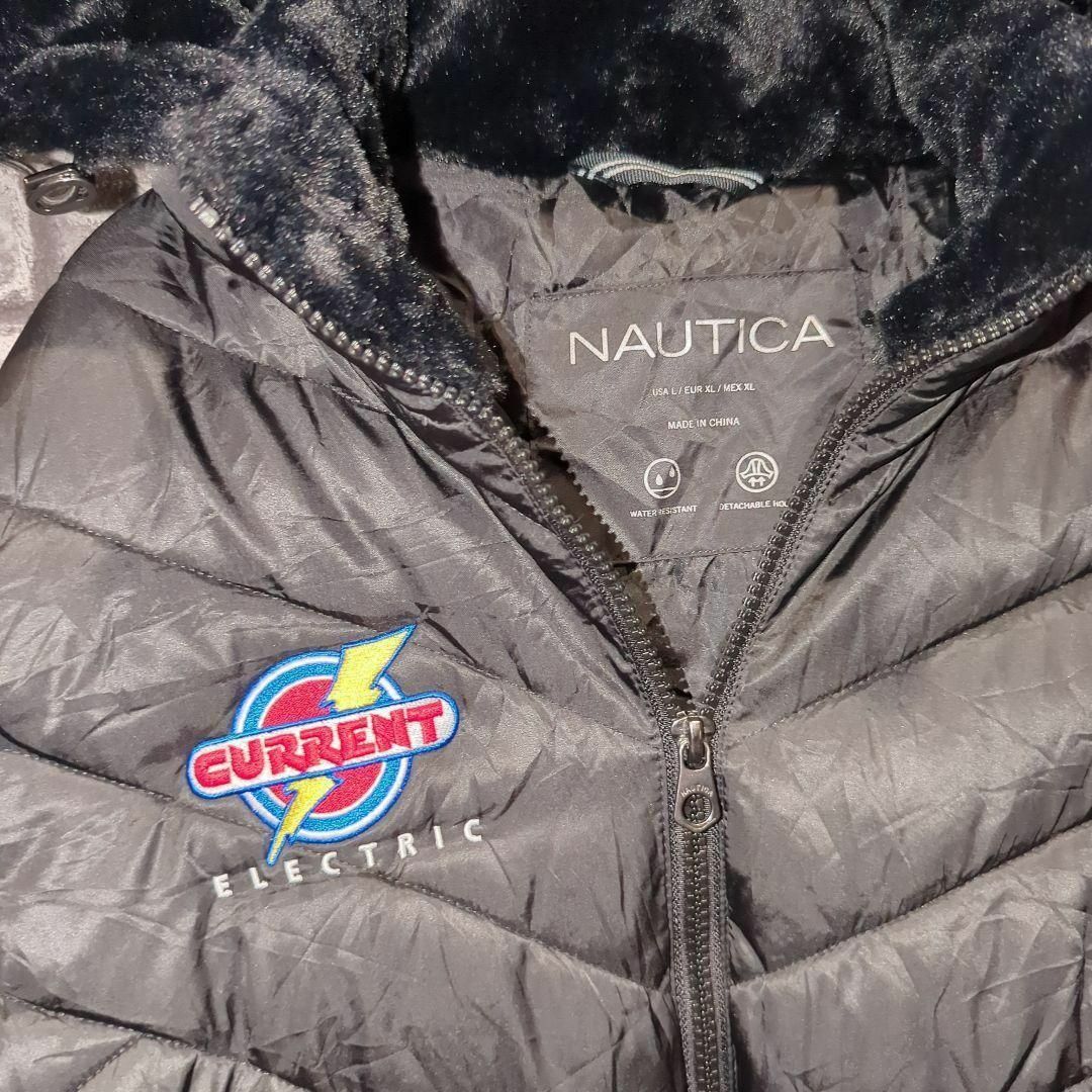 NAUTICA(ノーティカ)のレアデザイン90s vintageノーティカ ダウンジャケット 黒　企業ロゴ刺繍 メンズのジャケット/アウター(ダウンジャケット)の商品写真