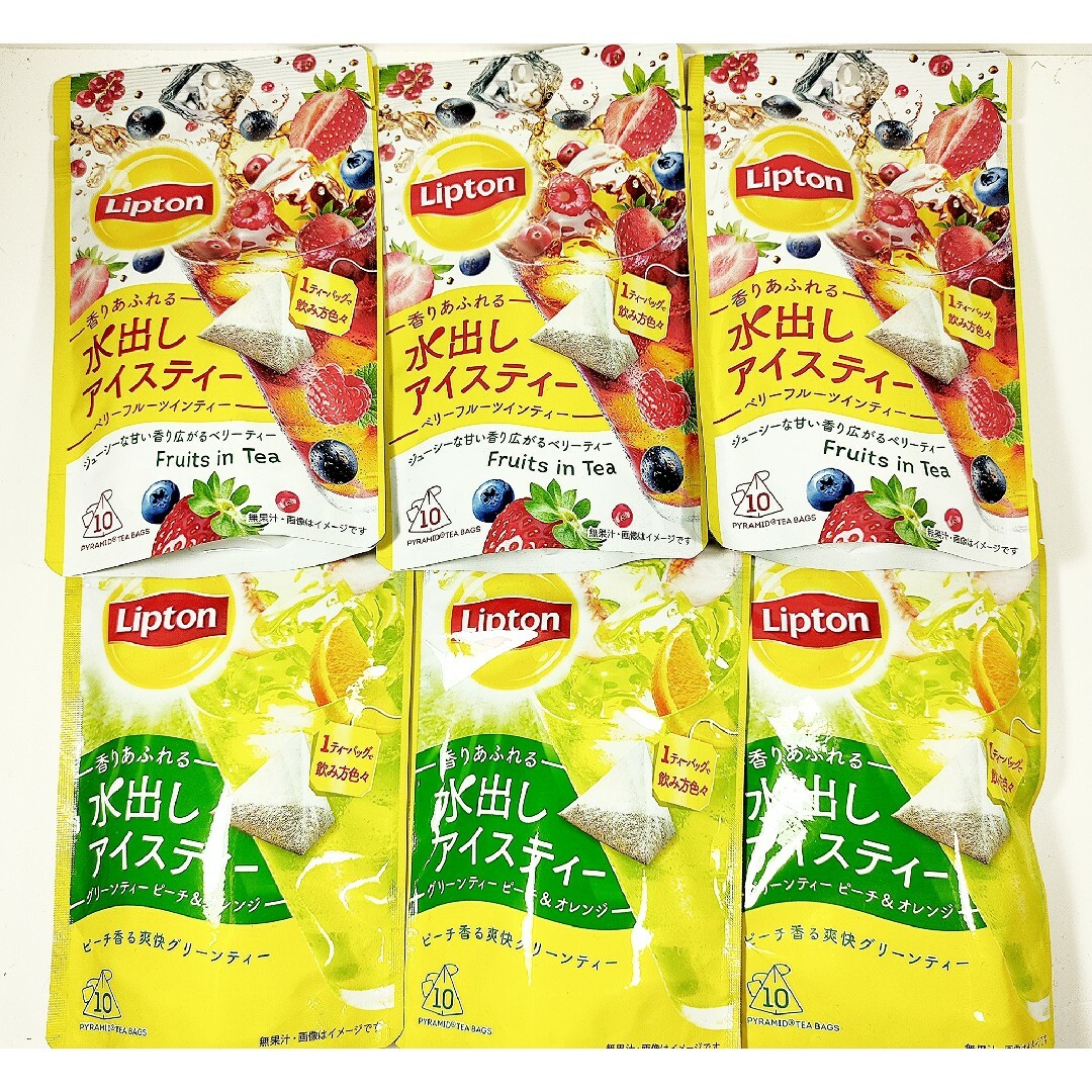 6袋（2種類×3袋）　合計60包　リプトン 水出しアイスティー 食品/飲料/酒の飲料(茶)の商品写真