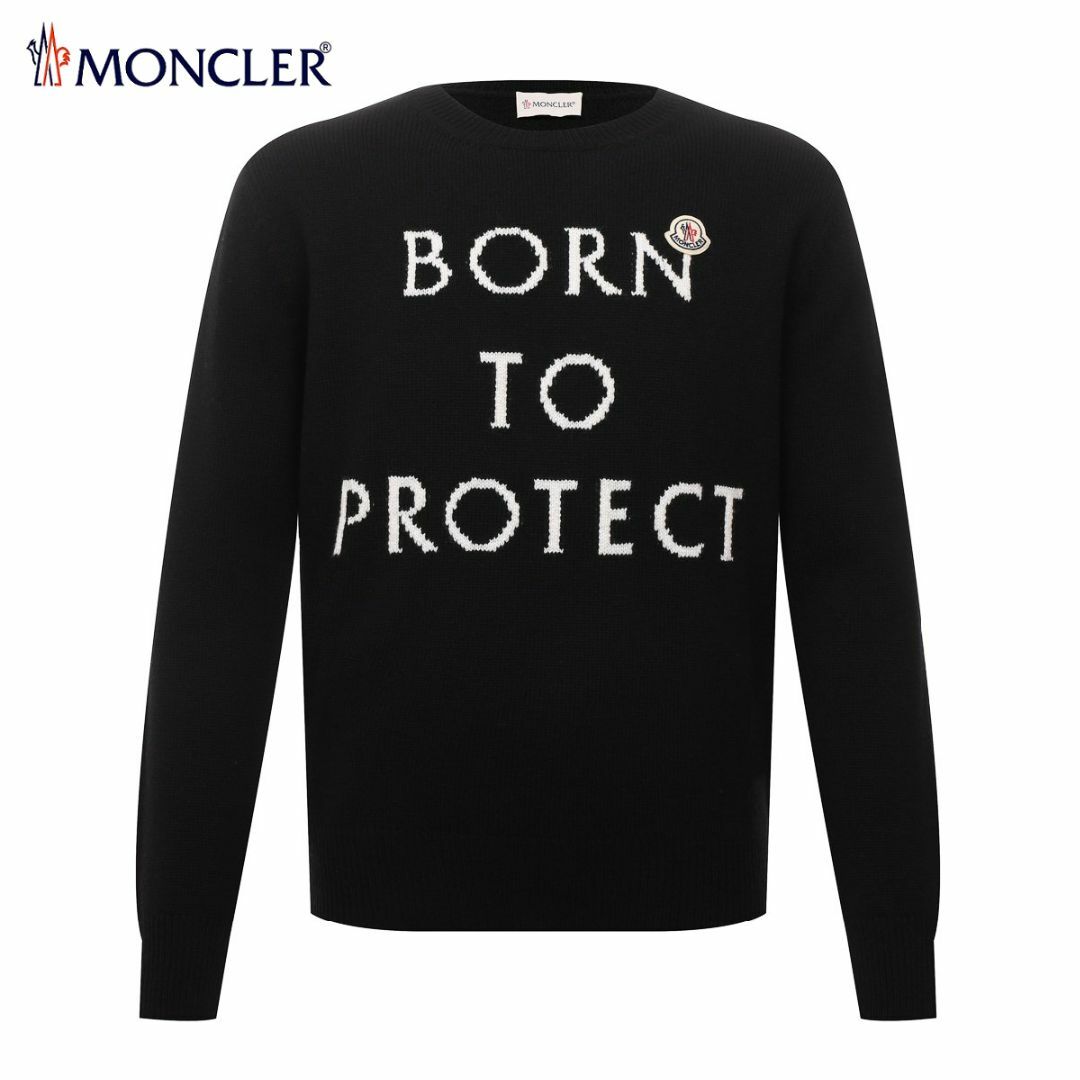 送料無料 36 MONCLER モンクレール 9C00017 M1639 ブラック クルーネック セーター ニット size L