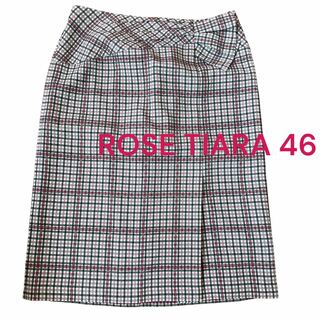 ローズティアラ(Rose Tiara)の極美品ローズティアラ　チェック柄膝丈スカート　大きいサイズ46、17号、4L (ひざ丈スカート)
