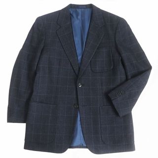 バーバリー(BURBERRY)の極美品□BURBERRY GOLF/バーバリー ゴルフ ウィンドウペン ウール×シルク シングル ツイードジャケット/ブレザー ネイビー S 日本製 正規(テーラードジャケット)