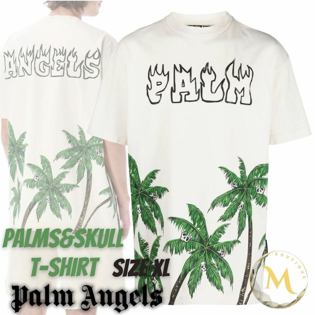 商品＋公式紙タグ未使用・本物保証☆PALM ANGELS PALMS&SKULL Tシャツ XL