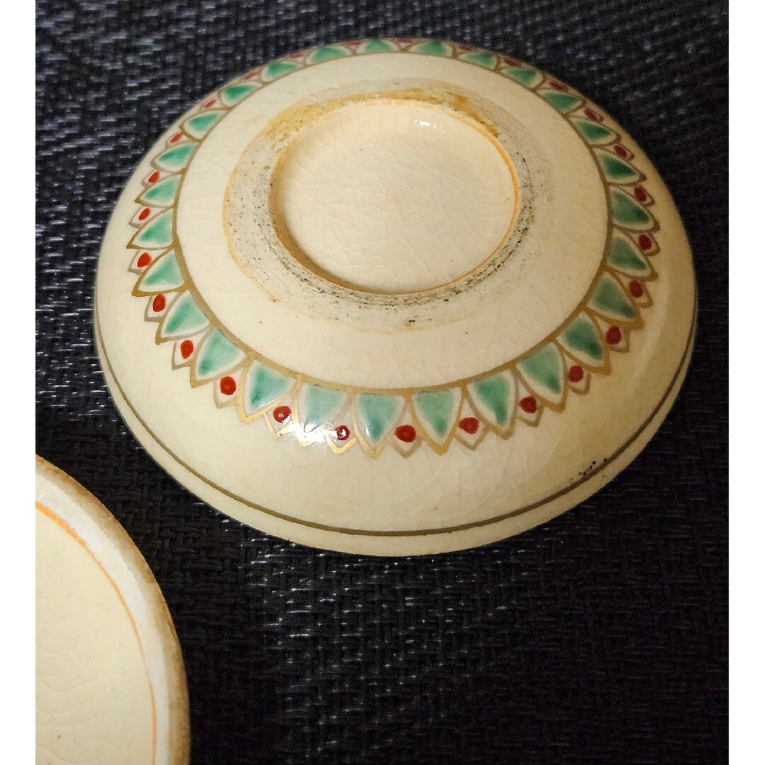 明治時代~大正時代 古薩摩 色絵薩摩 草花の図 香合 茶道具 茶器 香道具-