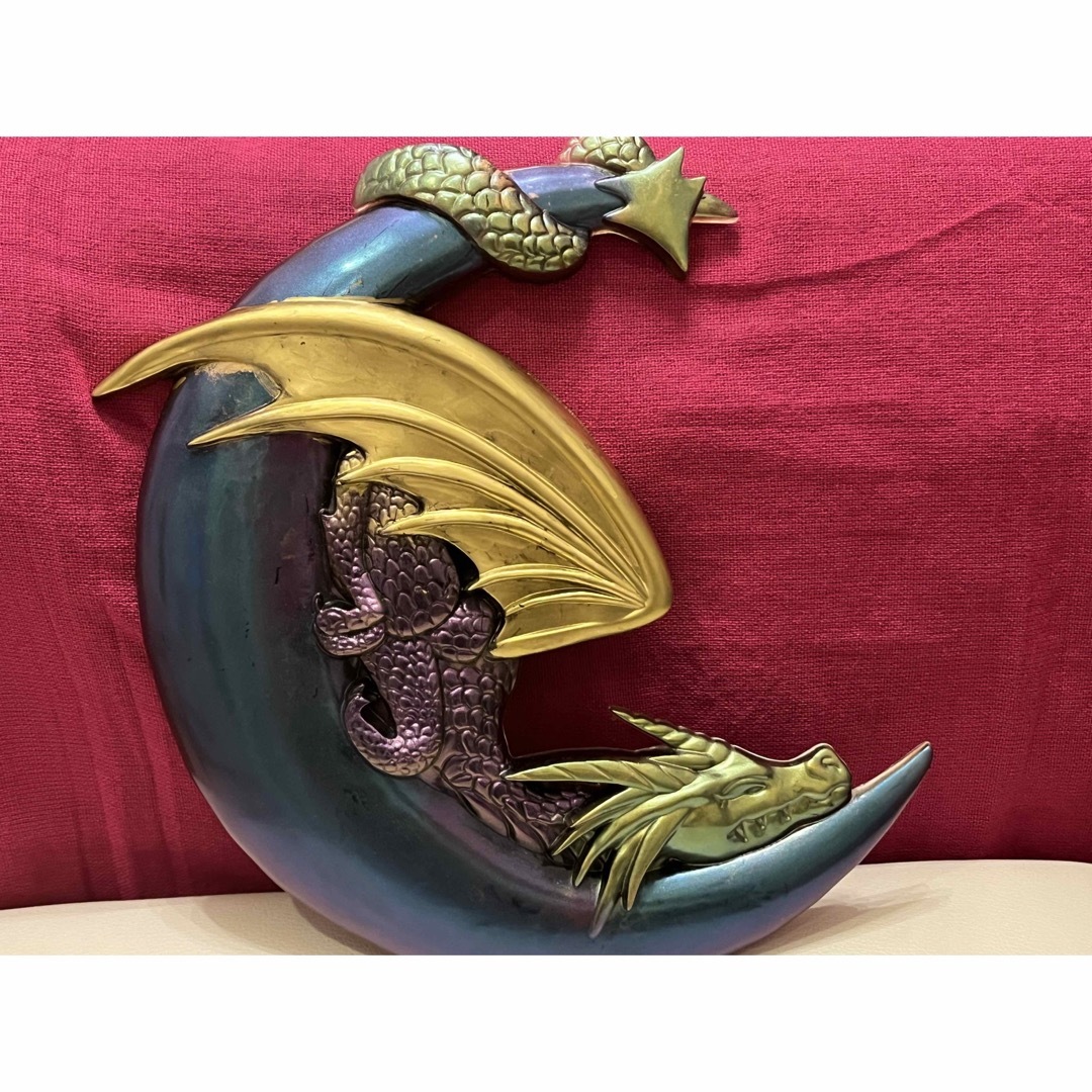 特大⭐️最強金運爆上〜金龍&三日月⭐️龍体文字 オルゴナイト④ ※スタンド付