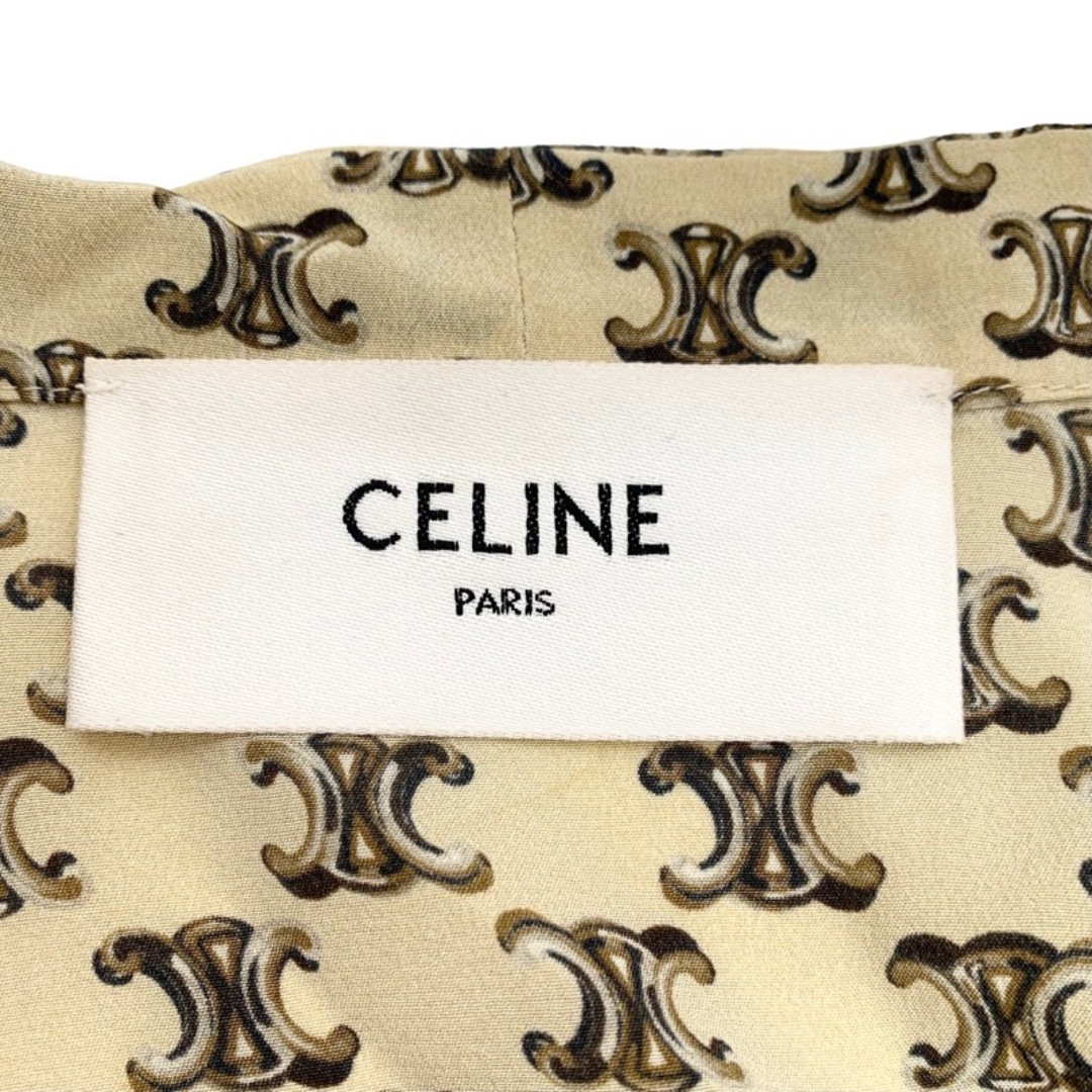 celine(セリーヌ)のセリーヌ CELINE ワンピース シルク ベージュ ゴールド トリオンフ プリント ラヴァリエール ドレス レディースのワンピース(ロングワンピース/マキシワンピース)の商品写真