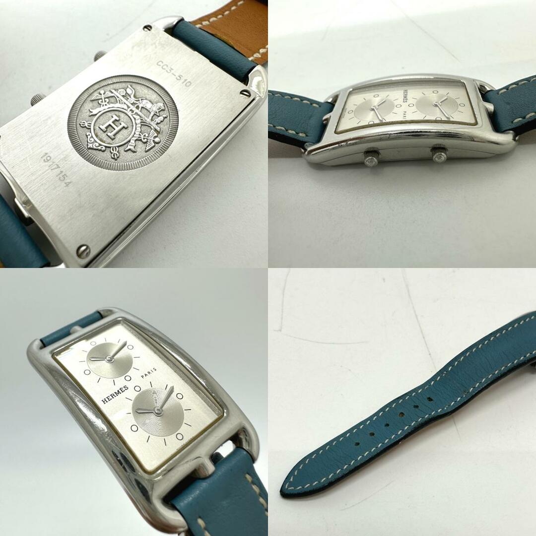 エルメス HERMES ケープコッド ドゥーゾーン CC3-510 2タイムゾーン 腕時計 SS □Q刻 シルバー 9