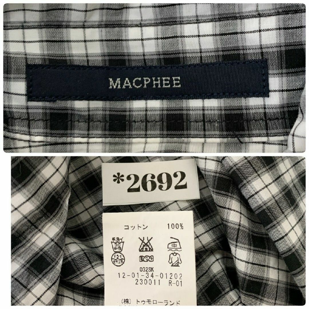 MACPHEE(マカフィー)のMACPHEE マカフィー F レディース 長袖シャツ チェック 春秋 白 黒 レディースのトップス(シャツ/ブラウス(長袖/七分))の商品写真