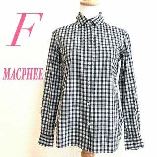 マカフィー(MACPHEE)のMACPHEE マカフィー F レディース 長袖シャツ チェック 春秋 白 黒(シャツ/ブラウス(長袖/七分))