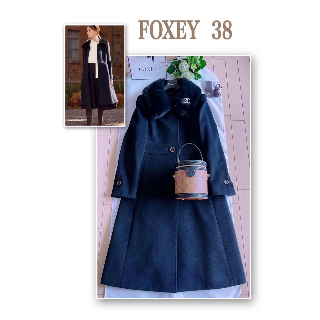 FOXEY2021年定番ミンク襟カシミヤコンサーブドコート38 極美品　Rene