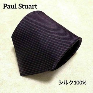 ポールスチュアート(Paul Stuart)の834 ポールスチュアート ネクタイ 黒×赤 ストライプ シルク100% 日本製(ネクタイ)