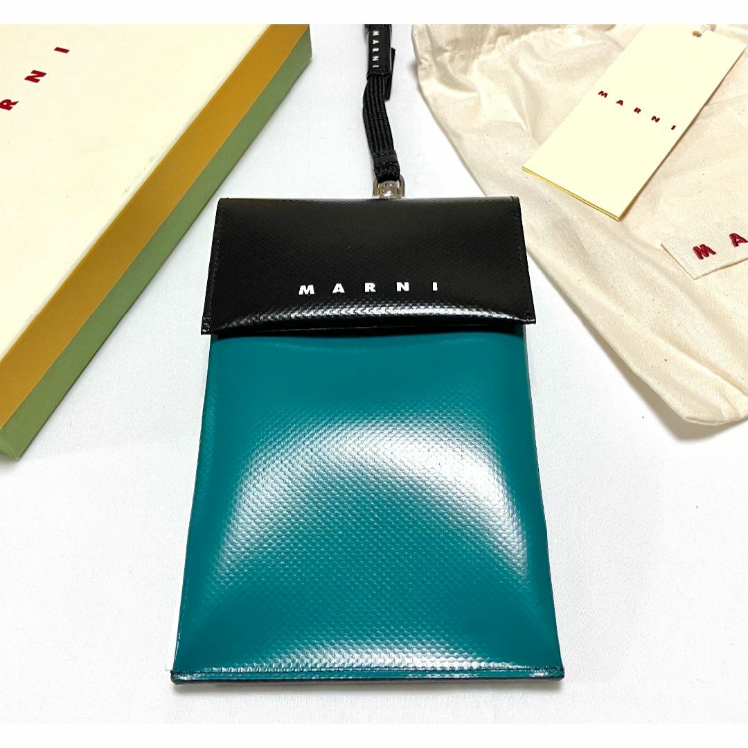 【美品】MARNI フォンポーチ ショルダーバッグ  緑黒