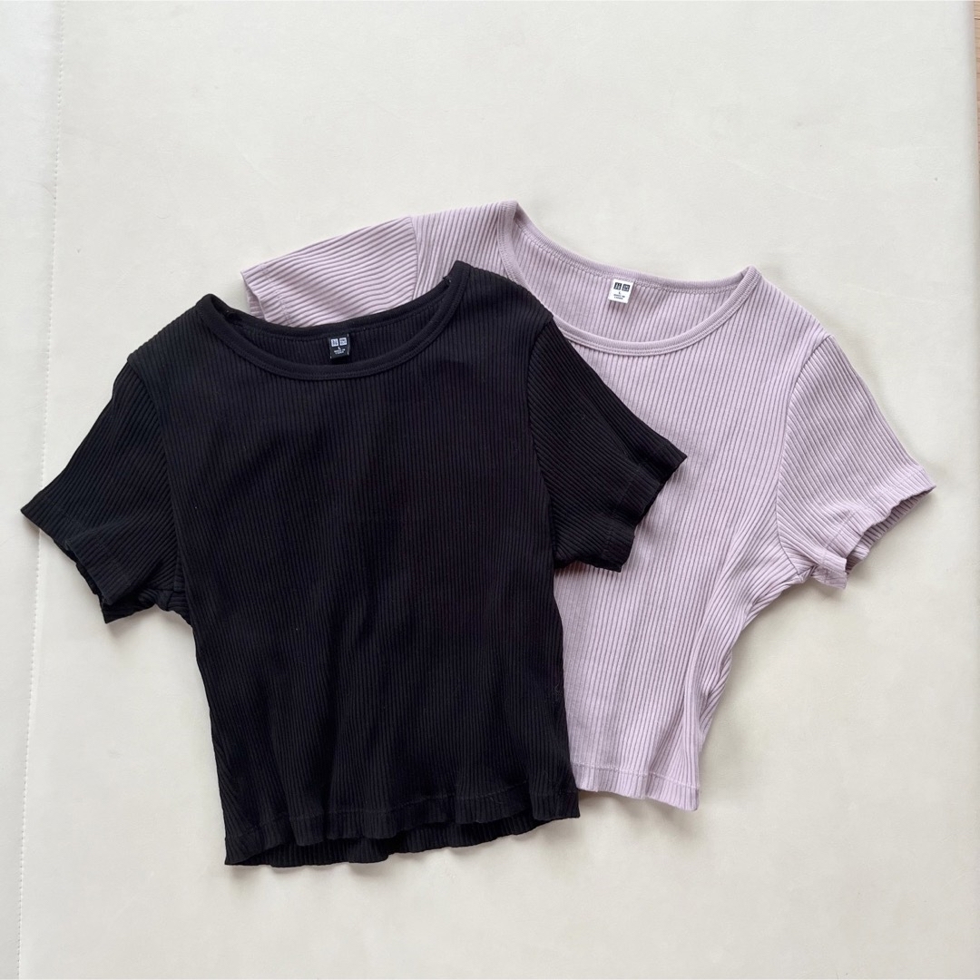 UNIQLO(ユニクロ)の週末値下げ‼︎ユニクロ リブクロップドT 2枚セット レディースのトップス(Tシャツ(半袖/袖なし))の商品写真